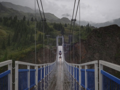 Cool bridge on the private land of Gazprom billionaires